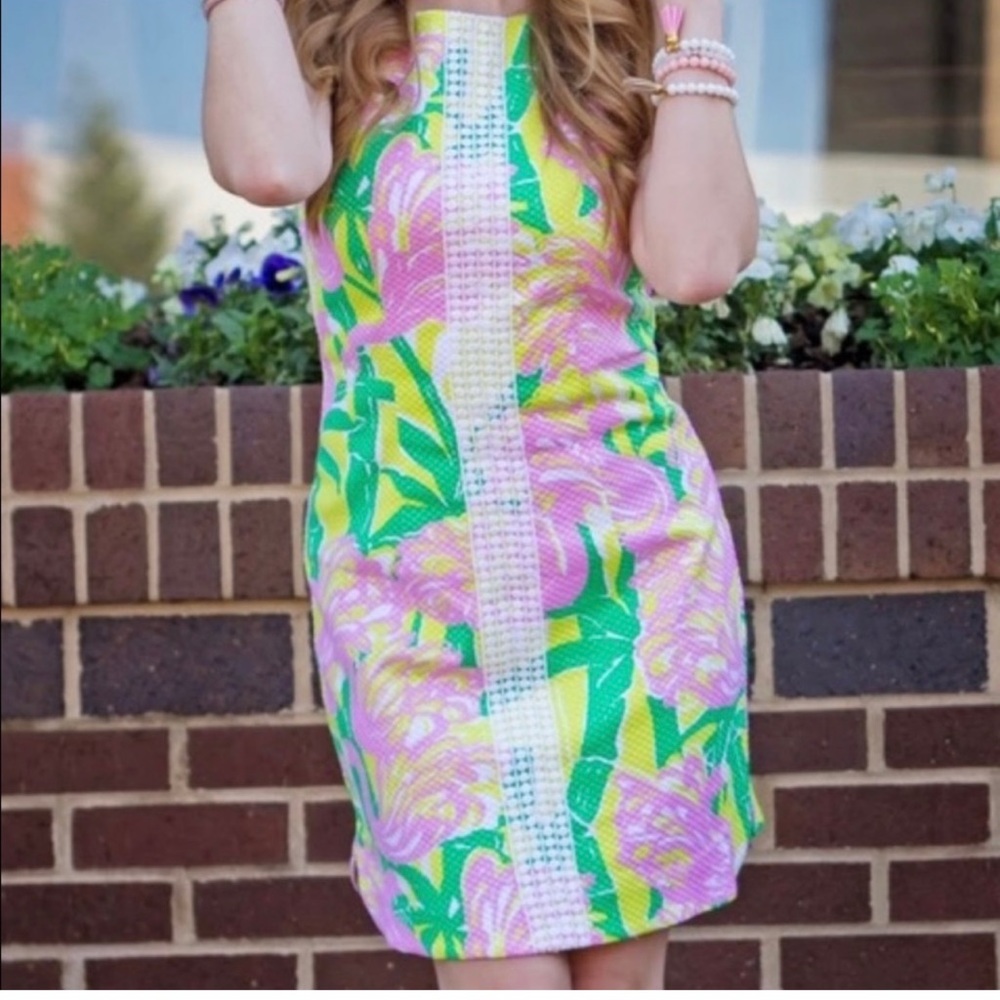 Lilly Pulitzer fan dance pink Flamingo dress